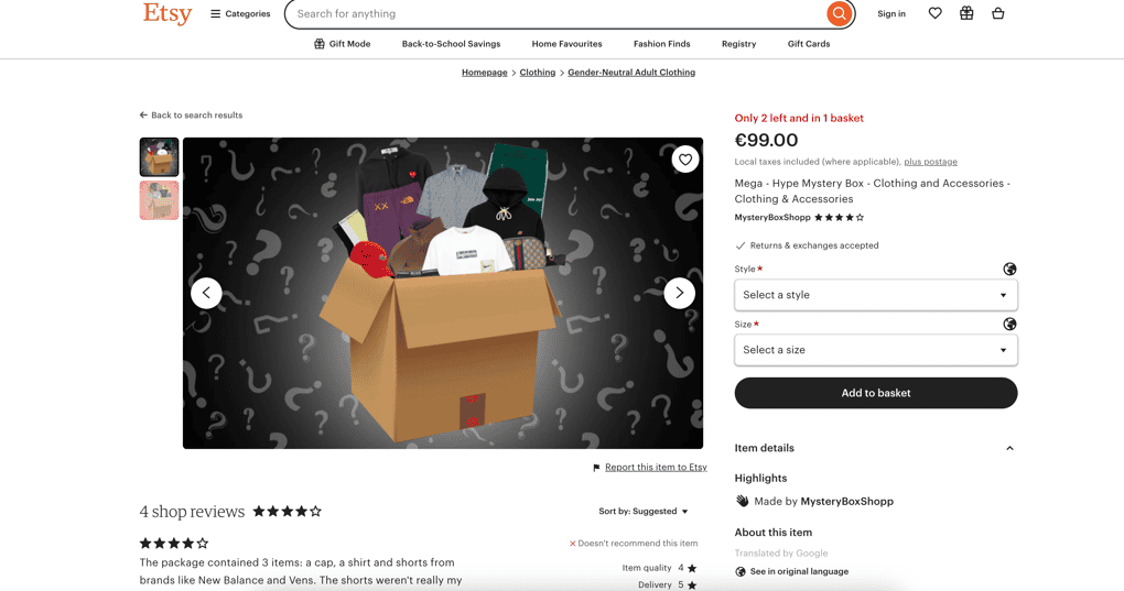 New mystery box seller on Etsy.