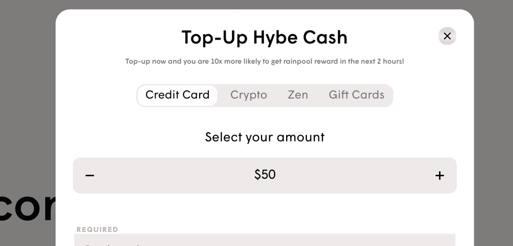 HYBE offering various payment options for payment