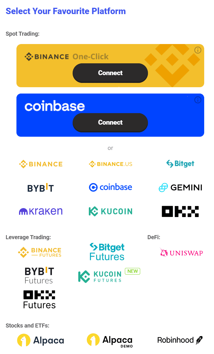 Coinrule Exchanges for Crypto Trading Bots 