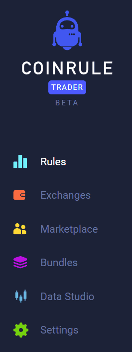 Coinrule User Interface for Crypto Trading Bots 