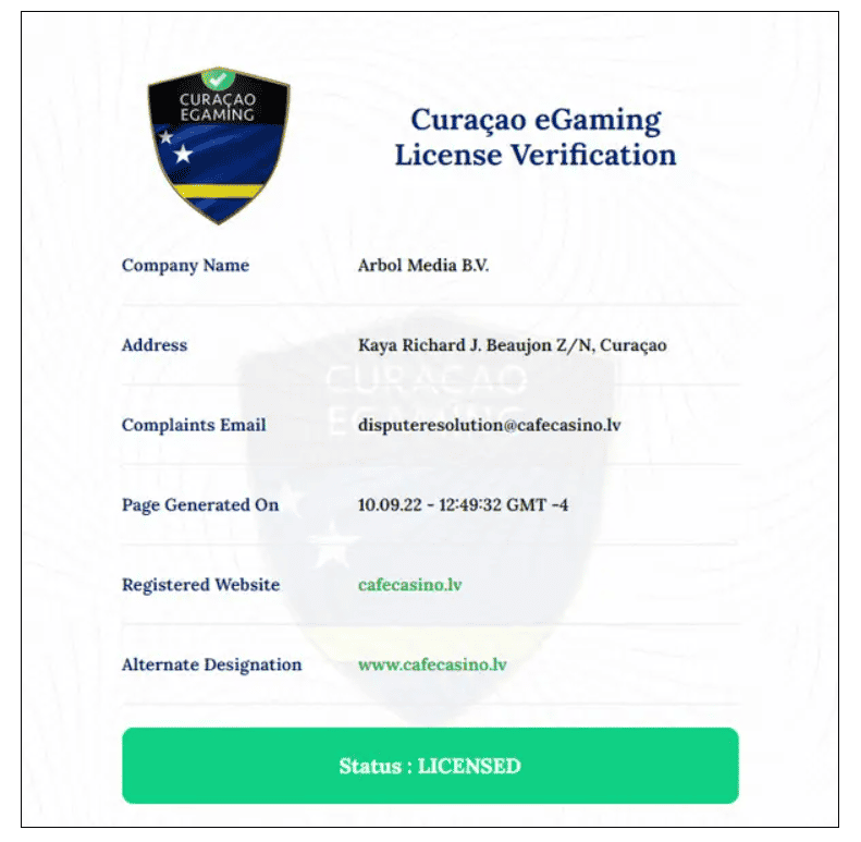 Curacao eGaming Authority License