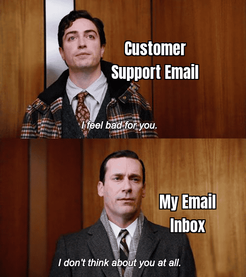 A meme about waiting for email support responses - idea: "When you email customer support and have to wait 24 hours for a reply"