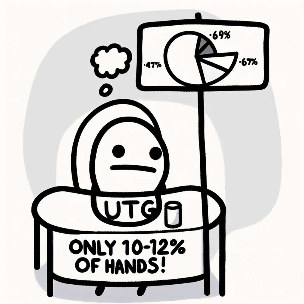 A simple drawing explaining the percentage of starting hands to play from different positions in poker