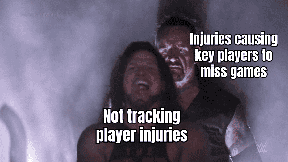 Meme about the importance of tracking player injuries