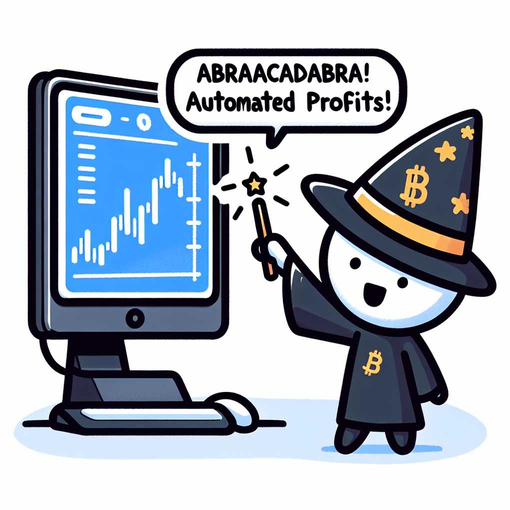 Simple drawing explaining the process of setting up a trading strategy with a humorous twist