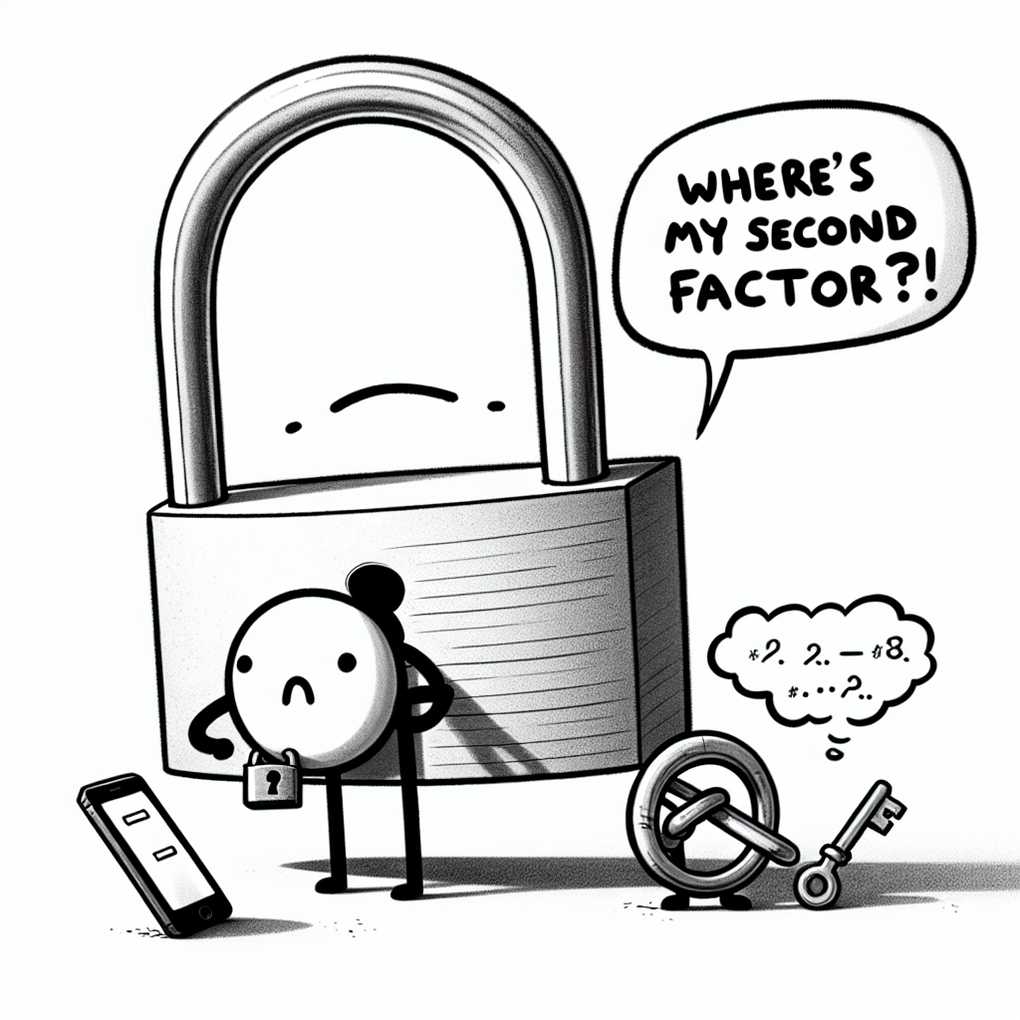 Simple drawing explaining two-factor authentication with a humorous touch